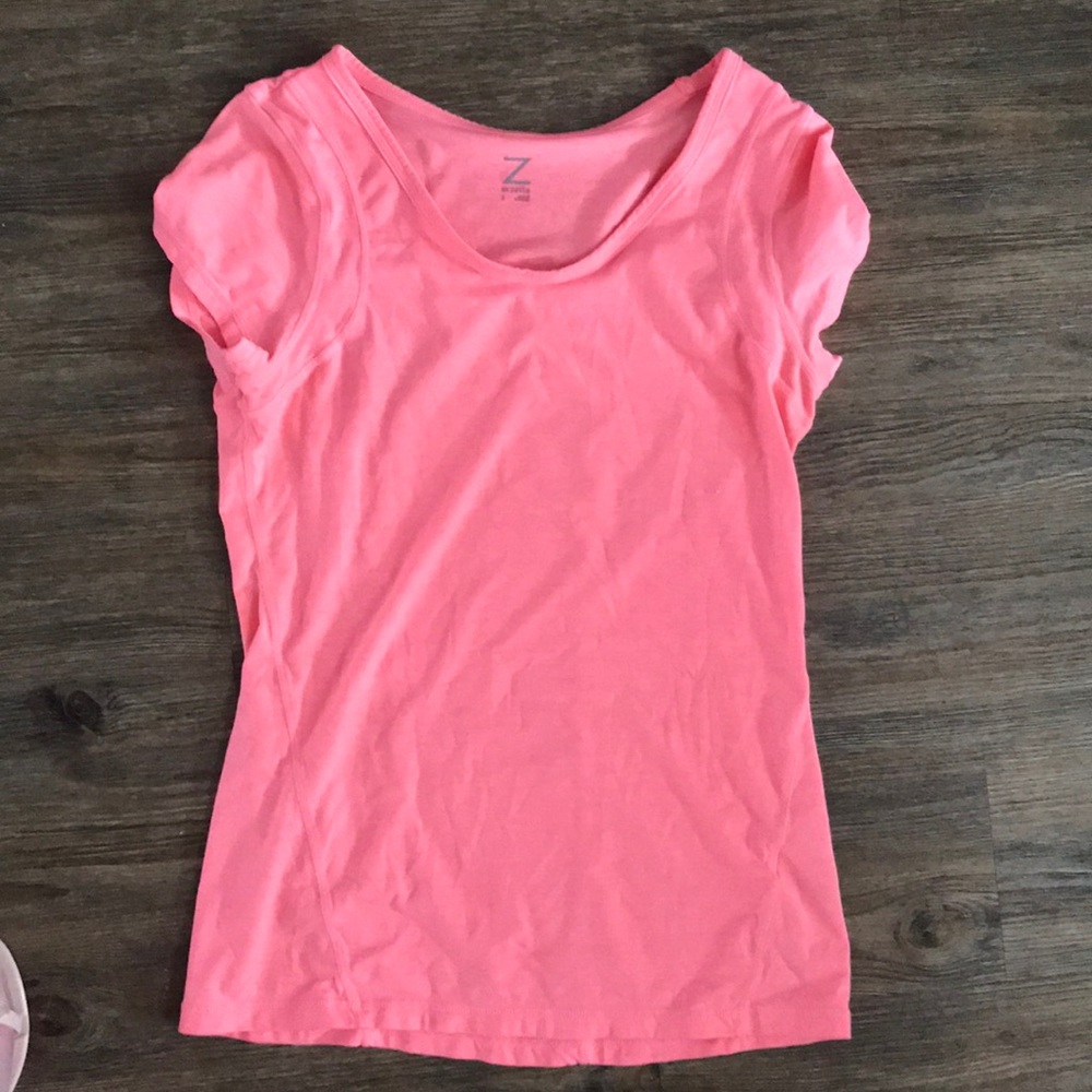 Zella Coral Bright Pink Soft Tee Shirt Cap Sleeve